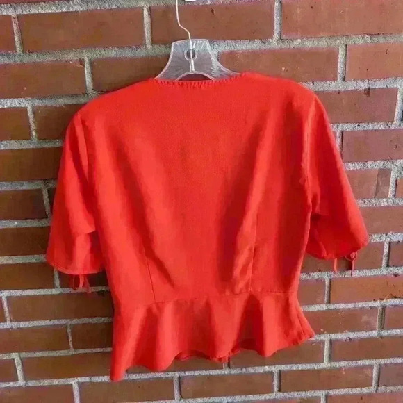 Top shop orange button up peplum top size 6 - Picture 2 of 5